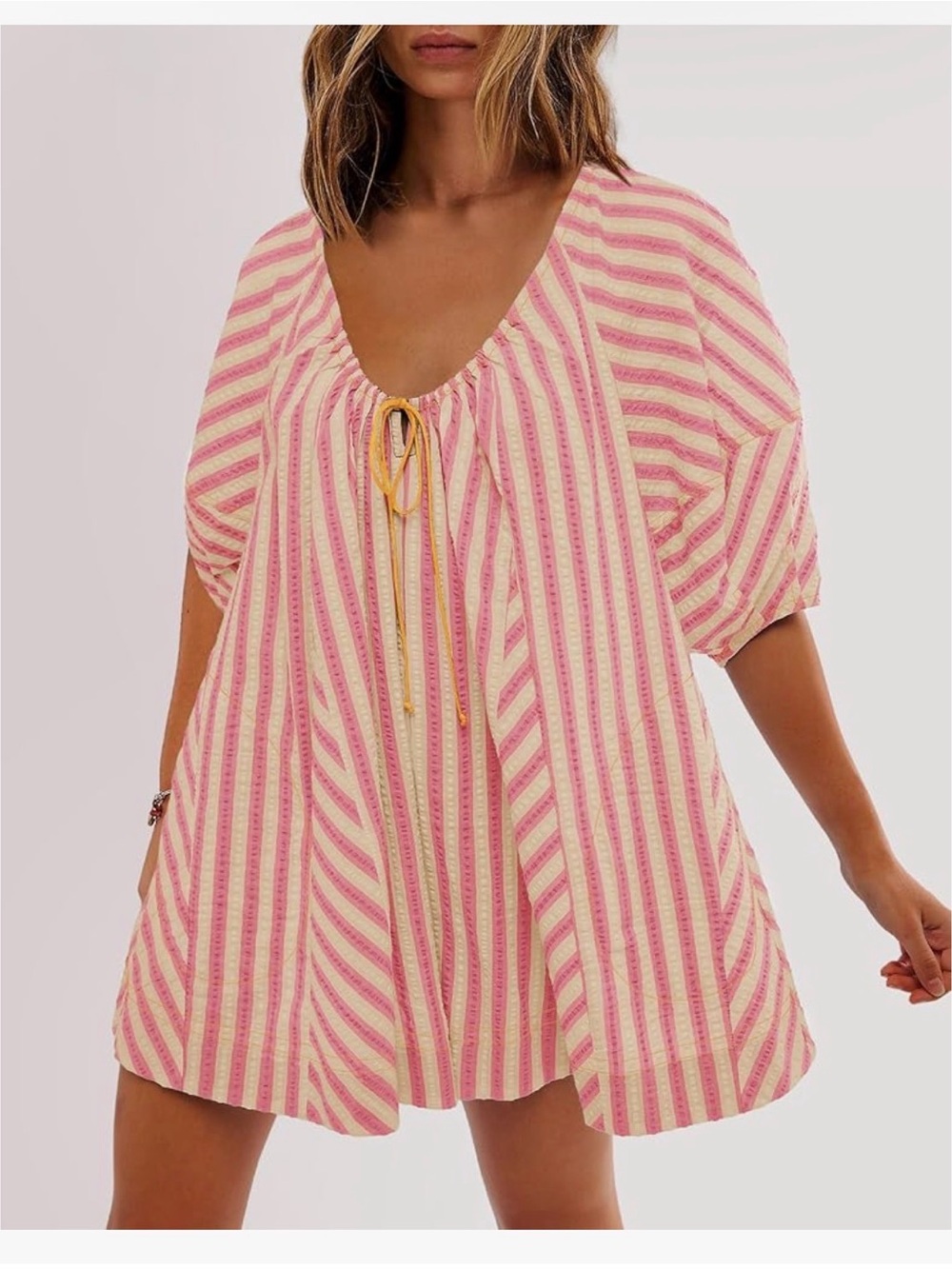 SENSERISE Womens Oversized Striped Romper Dress Shorts Outfit Beach Pockets